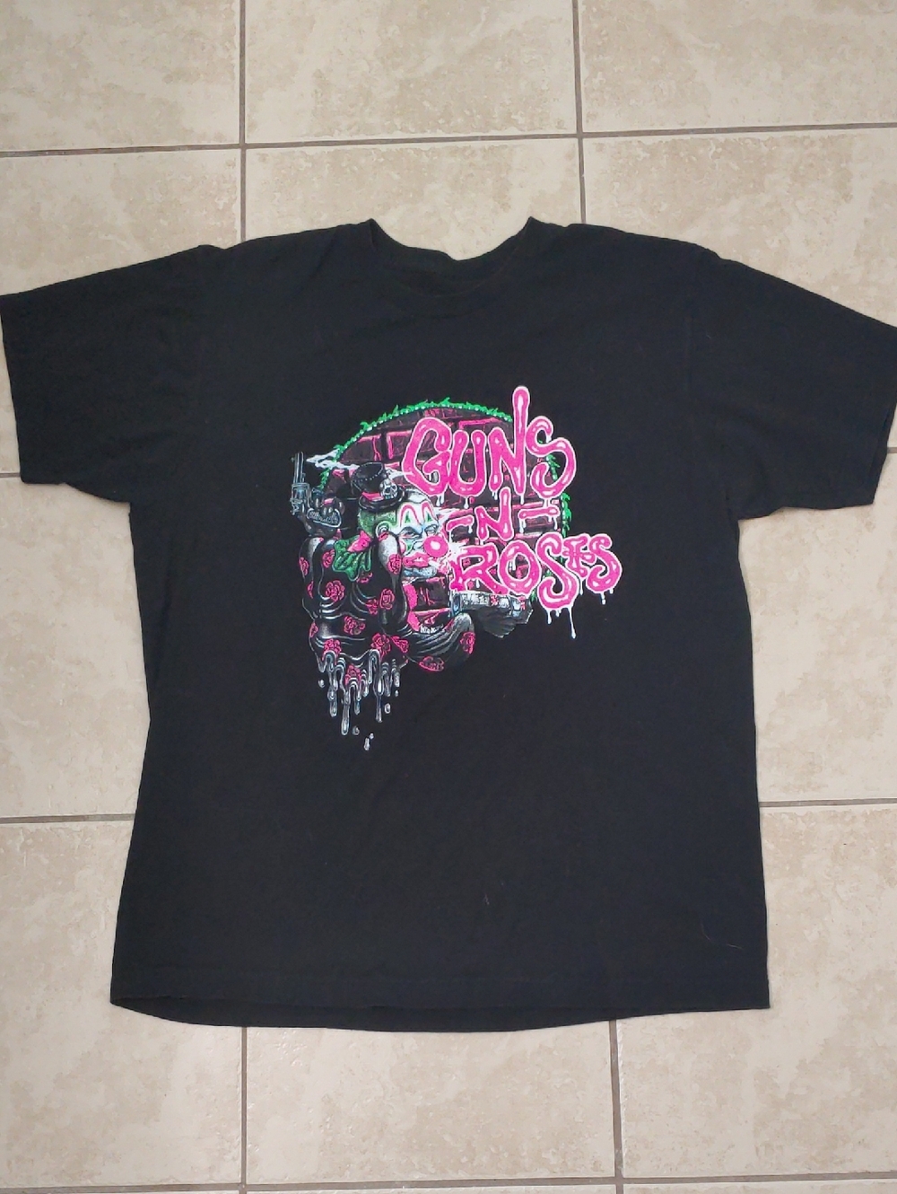 Guns N' Roses Clown Graffitti Black Shirt Unisex Size L